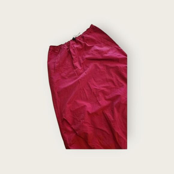 Vintage Y2k Express red elastic waist funky futuristic sporty ruched maxi skirt - Picture 3 of 4